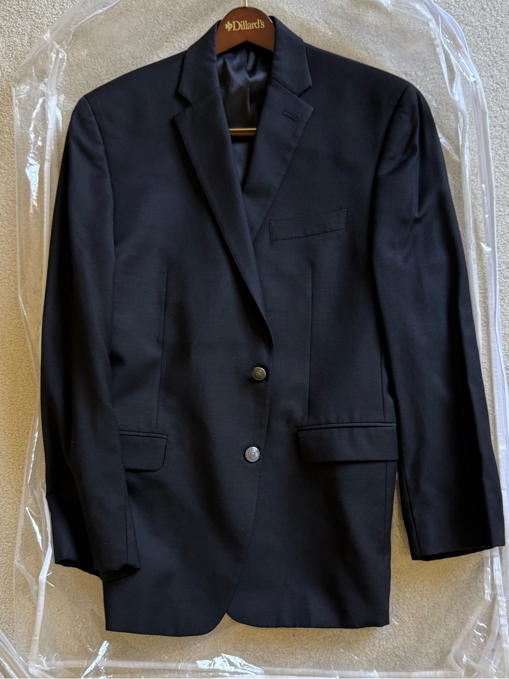 Ralph Lauren Men's Black Two-Button Wool Blazer  Classic/Traditional Fit